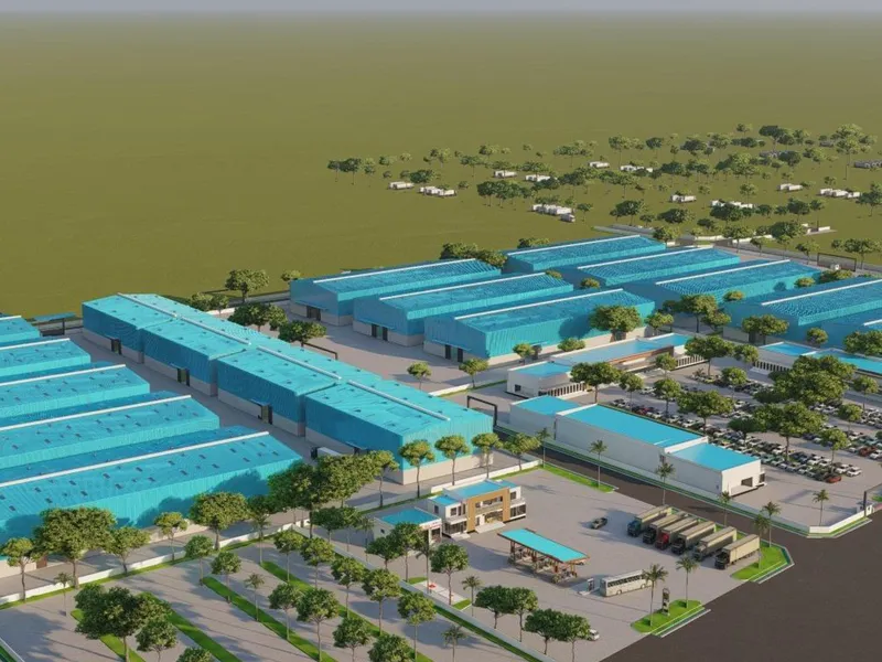 Warehouses and petrol station (artist's impression)